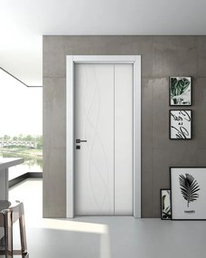 Porta interna pieghevole a libro asimmetrica Wonder in legno laccato colore bianco, L 80 x H 210 cm, apertura a destra