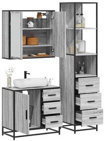 Set Mobili Da Bagno 3 Pz Grigio Sonoma İn Legno Multistrato /