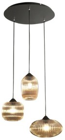 Lampadario Glamour Nordal nero paralume ambrato 3x E27 Ø50cm LA MIA LUCE