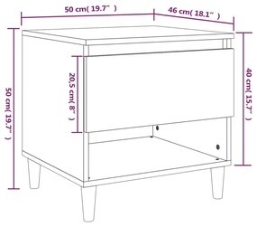 Comodini 2 pz Bianco Lucido 50x46x50 cm in Legno Multistrato