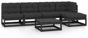 Set divani da giardino 6 pz con cuscini legno massello di pino