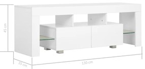 Mobile Porta TV con Luci LED Bianco Lucido 130x35x45 cm