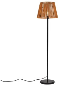 Lampada da terra per esterni nera con paralume in corda arancione IP44 - Virginia