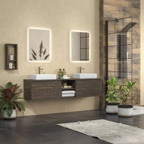 Mobile bagno sospeso 175 cm con due cassetti e vano a giorno SP-175P - KAMALU
