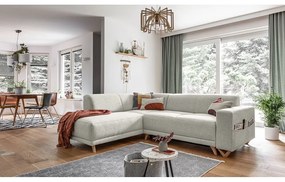 Divano angolare beige allungabile e con contenitore (penisola a sinistra/a L) Classy Sophie – Miuform