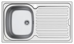 Lavello integrato 1 vasca con gocciolatoio a destra DELINIA Aurora inox L 50 x L 86 cm argento