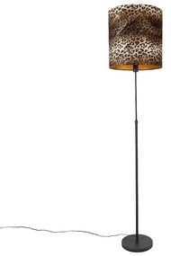 Lampada da terra nera paralume disegno leopardato 40 cm - PARTE