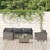 Set Divani da Giardino 6 pz con Cuscini in Polyrattan Grigio 3187281