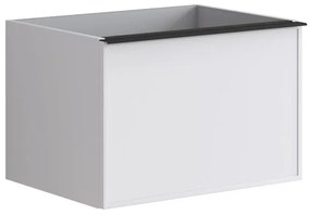 Mobile da bagno sotto lavabo Pixel frame bianco e maniglia alluminio nero laccato opaco L 60 x H 40 x P 45.5 cm 2 cassetti, lavabo non incluso