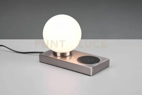Chloe lampada da tavolo acciaio con sfera vetro bianco con base x r...