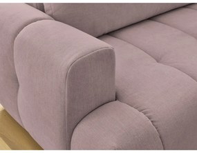 Divano angolare rosa allungabile e con contenitore (penisola a destra/a L) con rivestimento in ciniglia Fuji – Bobochic Paris