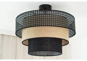 Brilagi - Lampadario DAKOTA LUNETA 1xE27/15W/230V Ø45 cm nero/rattan