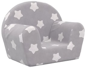 Divano per bambini grigio chiaro con stelle in morbido peluche