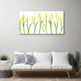Quadro acrilico Fiori gialli dei tulipani 100x50 cm