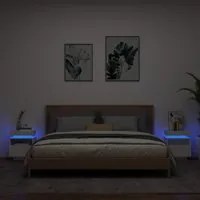 Comodini con Luci LED 2pz Bianchi 40x39x48,5 cmcod mxl 132785