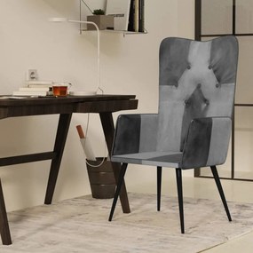 Poltrona Wingback Grigia İn Vera Pelle /