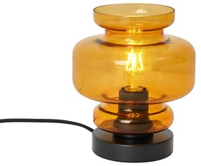 Lampada da tavolo retrò nera con vetro arancione - Denise