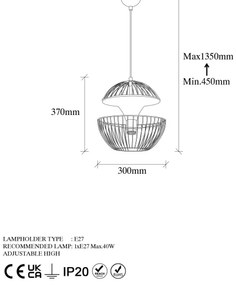 Lampadario a sospensione con filo TELMANDER 1xE27/40W/230V verde