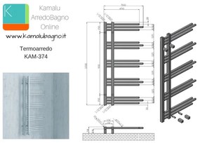 Kamalu - scalda bagno termoarredo 500x1200mm modello kam-374
