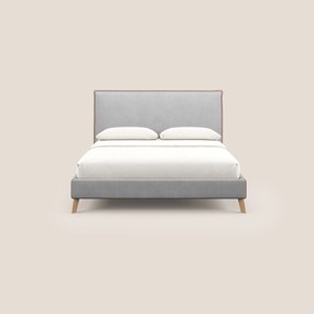 Leila letto imbottito con piedini legno in tessuto smacchiabile T17