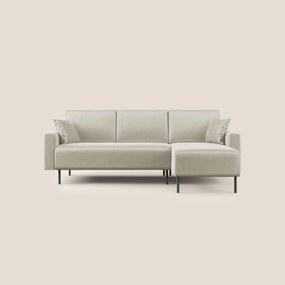 Arthur divano moderno angolare in velluto morbido impermeabile T01 panna Destro