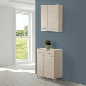 Pensile bagno sospeso 60 cm larice con ante e ripiano interno Desya