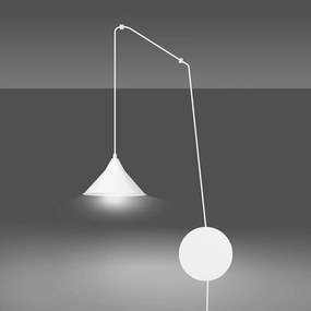 Sospensione Minimal 1 Luce Fujin In Acciao Bianco E Paralume A Cono