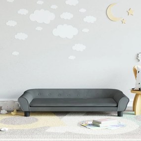 Divano Per Bambini Grigio Scuro 100x50x26 Cm İn Velluto /