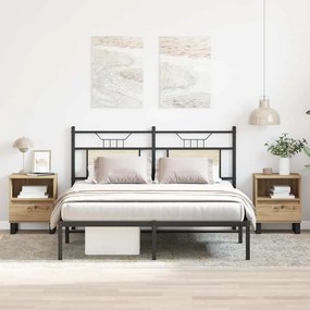 Comodini 2pz Rovere Artigianale 40x35x50 Cm Legno Multistrato /