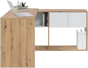 Scrivania Libreria Moderna Doppia Configurazione Reversibile Bianco E Rovere
