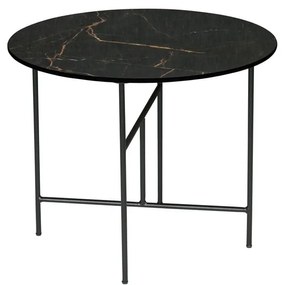 Tavolino nero con piano in porcellana , ⌀ 60 cm Vida - WOOOD