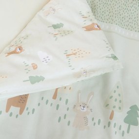Set copripiumino e federa da bambini verde chiaro in cotone per culla 80x80 cm Woodland Buddies – Roba