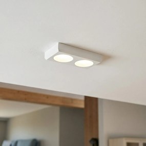 Portafaretto Rettangolare 150x80mm 2xGU10 in Gesso Effetto Tondo