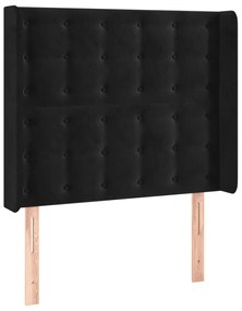 Testiera ad orecchio nera 93x16x118/128 cm in velluto