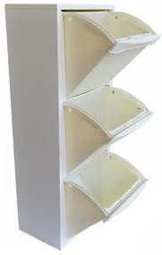 Mobile in legno per raccolta differenziata a 3 vani H101 cm BIANCO