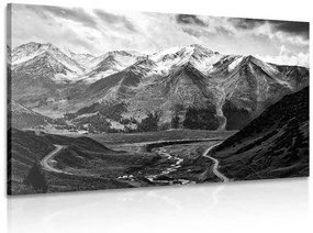 Quadro su tela – Panorama montano magnifico in bianco e nero