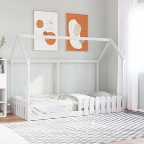 Giroletto casetta bambini bianco 90x190 cm legno massello pino