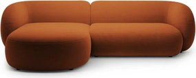 Divano angolare color terracotta (con penisola a sinistra/con chaise lounge) con rivestimento in velluto Kate – Micadoni
