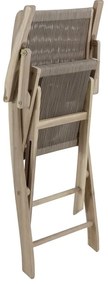 Sedia da giardino in acacia con braccioli pieghevole Soho Heritage, seduta in corda beige