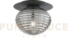 Plafoniera ripple nera 1 luce attacco e27 35x35x28cm in vetro soffi...