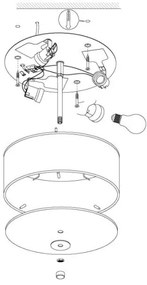 Eglo 94921 - Plafoniera PASTERI 3xE27/60W/230V