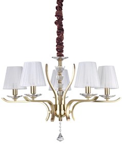 Lampadario Classico Pegaso Metallo Ottone 5 Luci E14