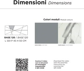 Mobile da bagno sospeso moderno CRIZIA base 120 con lavabo, GRIGIO OPACO