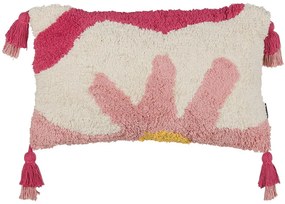 Cuscino cotone trapuntato rosa e bianco 30 x 50 cm ACTAEA Beliani