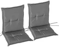 Set 2 Cuscini per Serdie da Giardino 100x48 cm con Schienale Alto in Poliestere Grigio Scuro