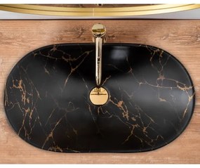 REA-U7478 - Lavabo da appoggio ROYAL 36x62 cm in ceramica/nero/finitura effetto marmo
