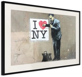 Poster  Banksy: I Heart NY  Cornice Quadri Cornice nera con pass-partout, Larghezza x Altezza Home decor 45x30