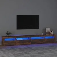 Mobile Porta TV con Luci LED Rovere Fumo 270x35x40 cm cod mxl 15250