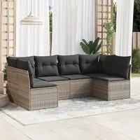 Set Divano da Giardino 6pz con Cuscini Grigio Chiaro Polyrattan 3217392