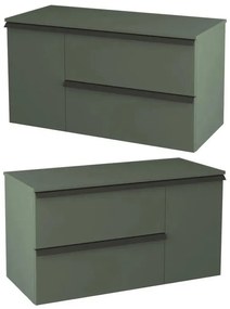 Mobile da bagno sotto lavabo BADEN HAUS Rodi verde laccato opaco L 105 x H 57 x P 46 cm 3 cassetti, lavabo non incluso